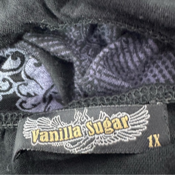 Vanilla sugar T-shirt crystal bling rhinestone diamonds paisley print boho biker - Picture 9 of 10